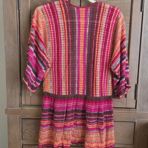 🚦3for$15🚦Peck & Peck Multicolor Open Knit Cardigan Size L - Picture 4 of 5